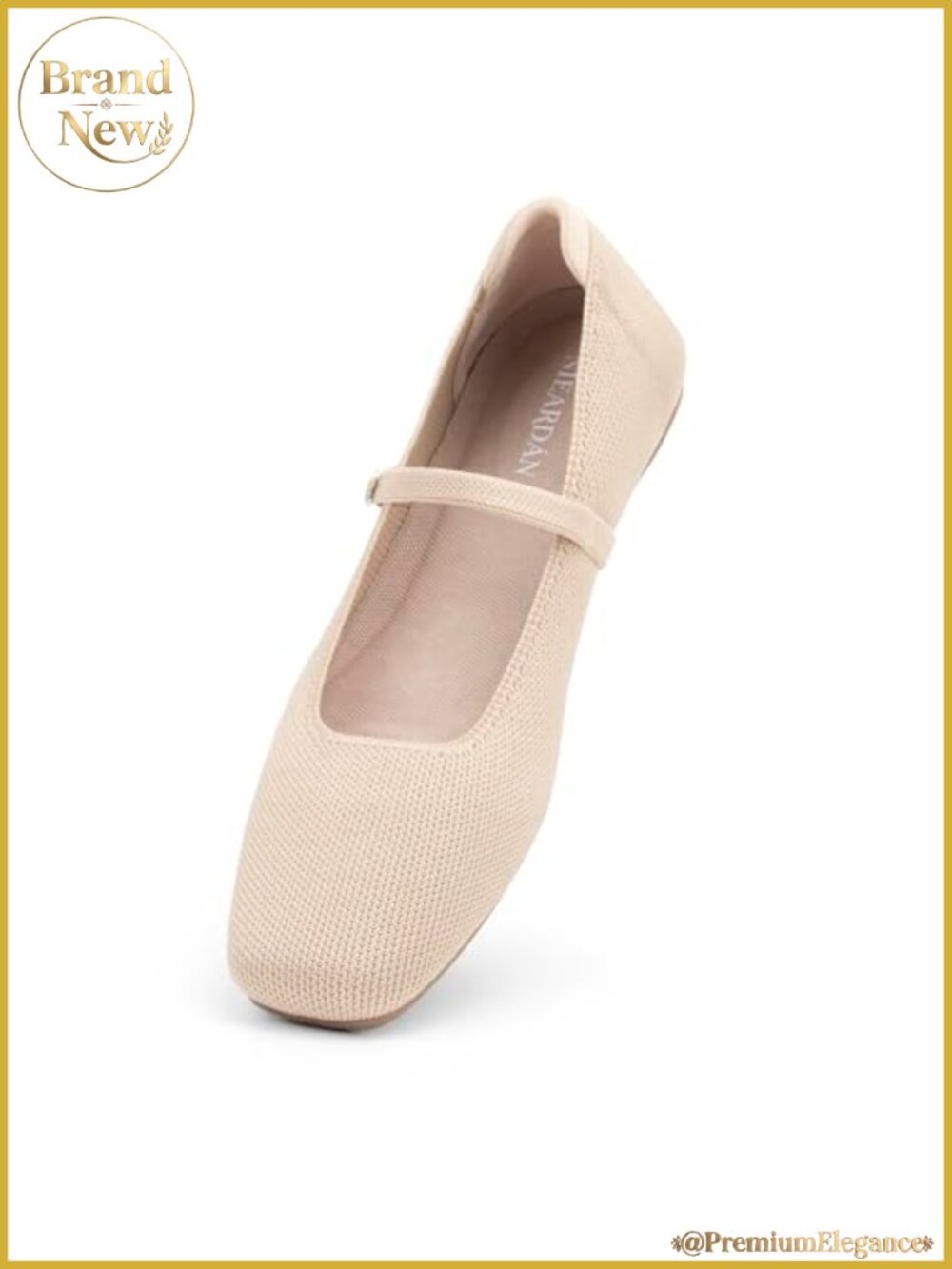 NIEARDAN Women's Ballet Flats Square Toe Slip On Knit Mary Jane Comfy Work Shoes